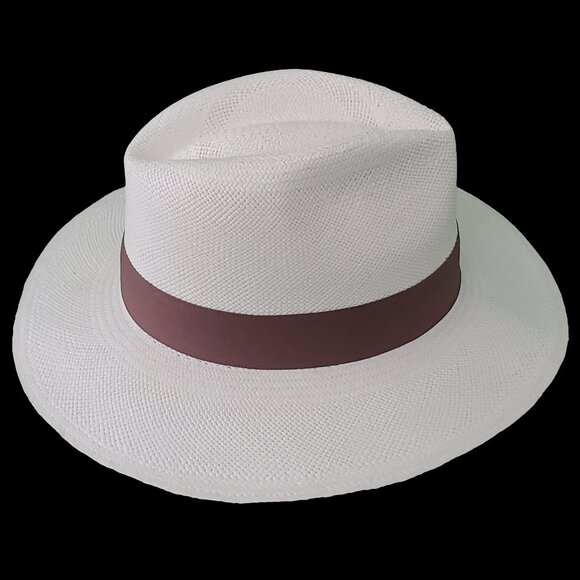 M.A.M.A. - Fedora Women\'s White Straw Hat, Brown Ribbon main image 5